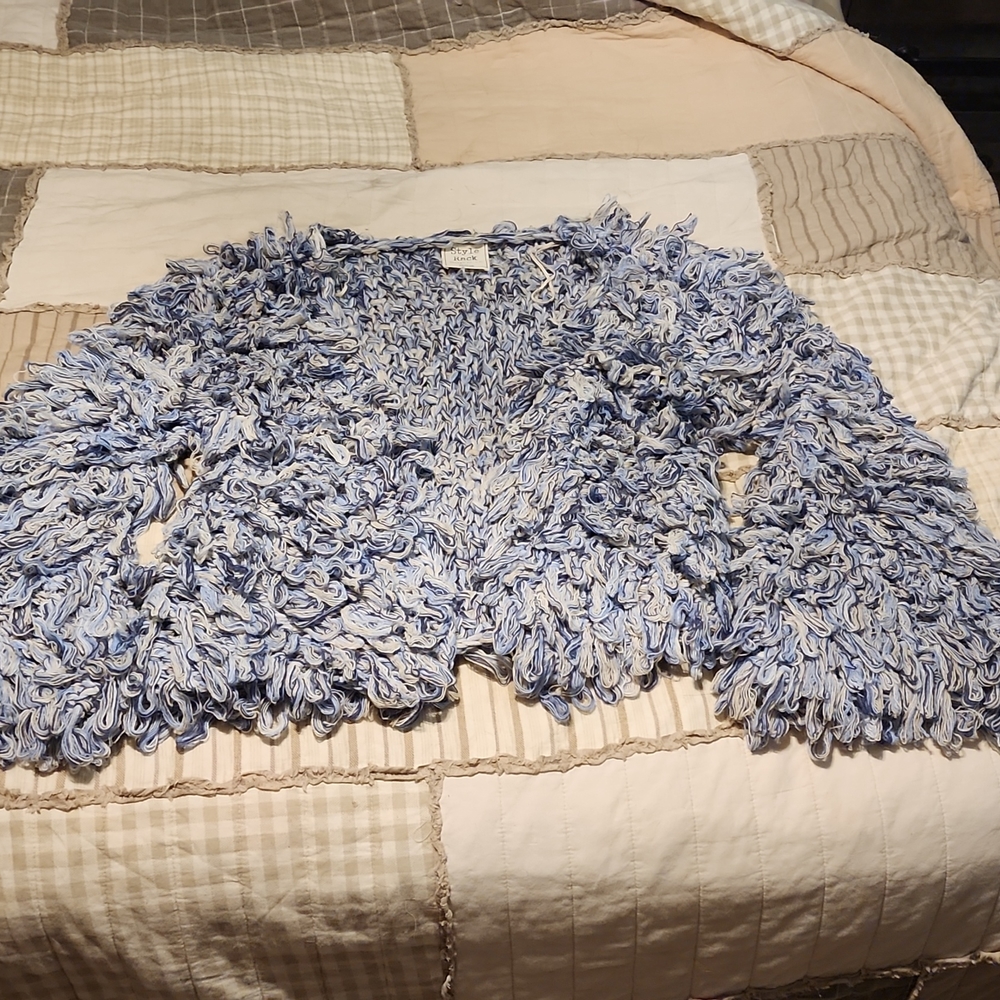 Knitted blue and white cardigan